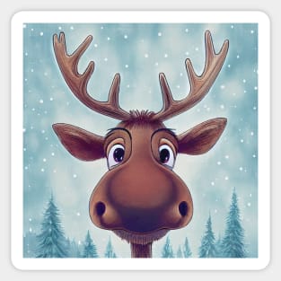 Cute Christmoose - Christmas Moose in the snow Sticker